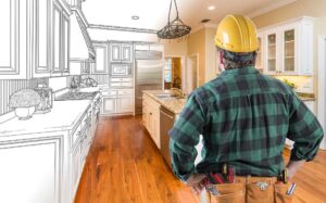 Family reviewing a bright new home interior with efficient windows, built-in storage, and modern lighting.